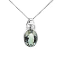 Sterling Silver Oval Green Amethyst Pendant