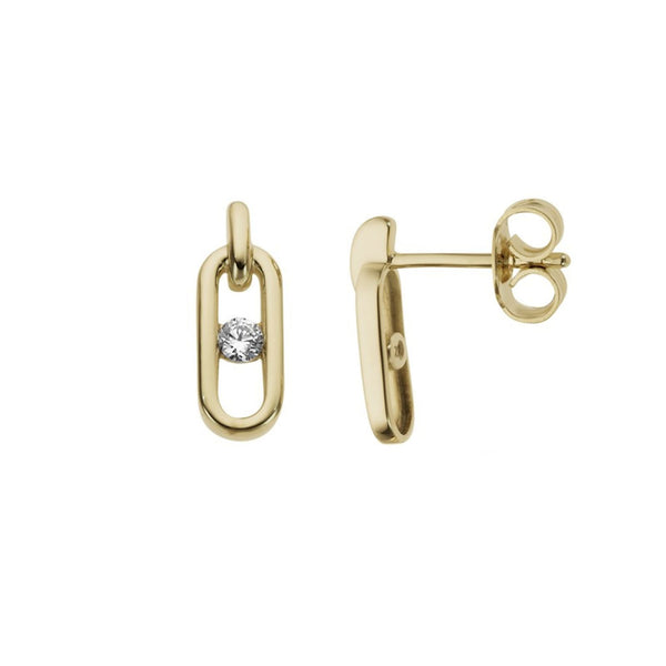 9ct Yellow Gold Full Cut Diamond Stud Earrings - alternate view