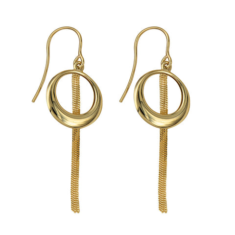 9ct Yellow Gold Circle Chain Earrings - alternate view