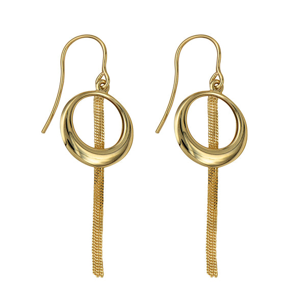 9ct Yellow Gold Circle Chain Earrings - alternate view