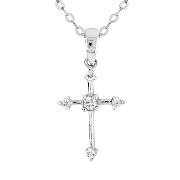 9ct White Gold CZ Cross - alternate view