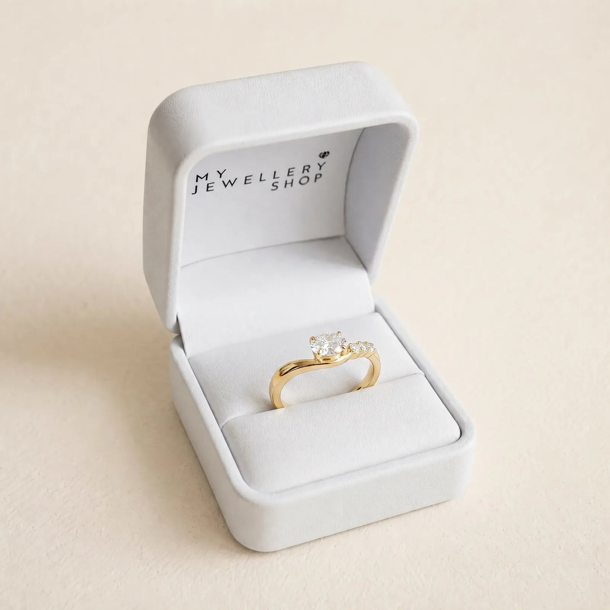 9ct Yellow Gold Oval Lab Grown Diamond East To West Ring