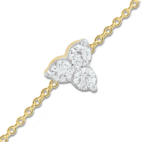 9ct Yellow Gold Delicate Diamond Trio Bracelet - alternate view