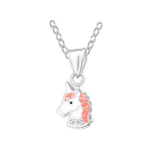 Sterling Silver Enamel Unicorn Necklace - alternate view
