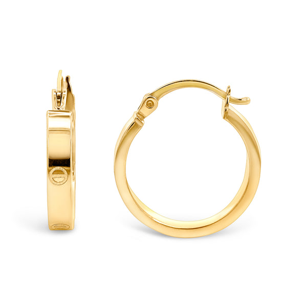 9ct Yellow Gold Hoop Earrings with Engraved Screwhead Design - alternate view