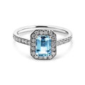 9ct White Gold Aquamarine & Diamond Dress Ring