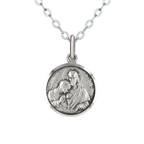 Sterling Silver Oxidised First Communion Medal - alternate view
