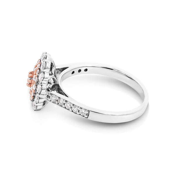 0.96ct Round Natural Australian Pink Diamond Cluster Ring - alternate view