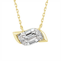 9ct Yellow Gold Leaf Step Cut Lab Grown Diamond Necklace