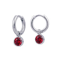 Sterling Silver Huggies With July Birthstone Drop