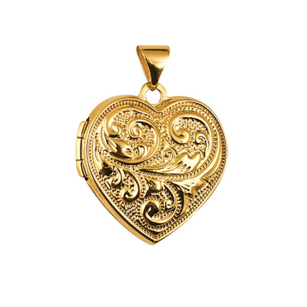 9ct Yellow Gold Engraved Heart Locket - alternate view