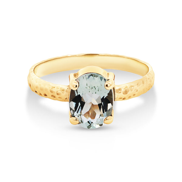 9ct Yellow Gold Oval Green Amethyst Ring - alternate view