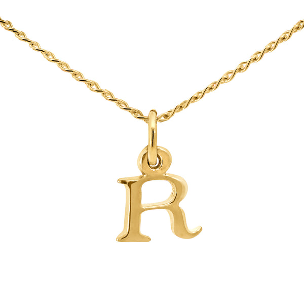 9ct Yellow Gold Block Initial Letter R - alternate view