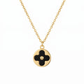 9ct Yellow Gold Black Onyx Flower Necklace
