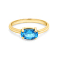 9ct Yellow Gold Oval Blue Topaz Ring