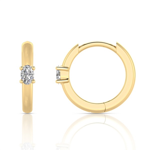 9ct Yellow Gold Oval Lab Grown Diamond Set Huggie Earrings - alternate view