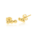 9ct Yellow Gold Dotted 3 Ball Bar Stud Earring