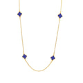 9ct Yellow Gold Lapis Four Leaf Clover Necklace