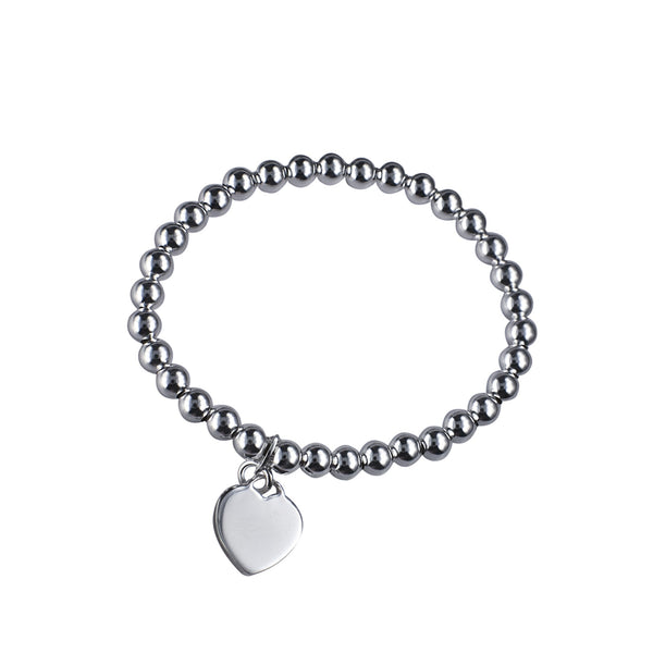 Sterling Silver Childs Ball Bracelet With Polished Heart - alternate view