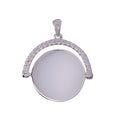 Sterling Silver Engravable Spinner Pendant With Cubic Zirconia Frame