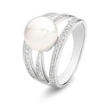 Sterling Silver Freshwater Pearl & Cubic Zirconia Ring