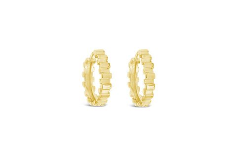 9ct Yellow Gold Rectangle Detailed Huggies - alternate view