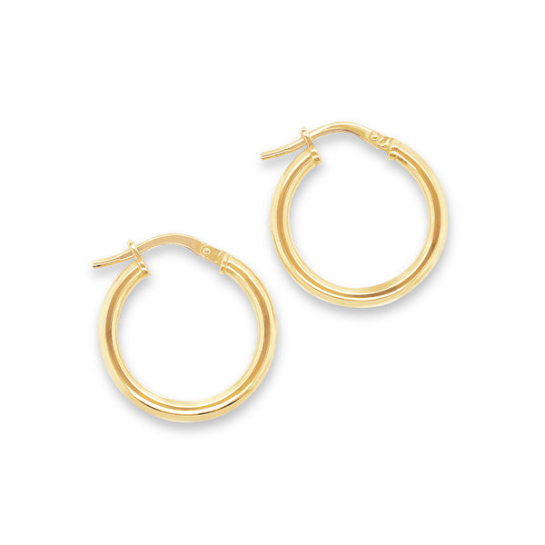 9ct Yellow Gold Silver Filled Round Hoops - alternate view