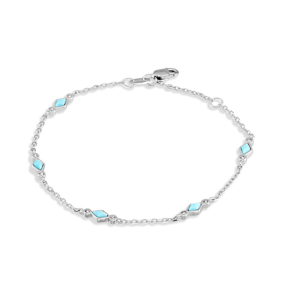 Sterling Silver Turquoise And CZ Bracelet - alternate view