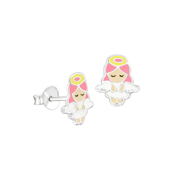 Sterling Silver Enamel Christmas Angel Earrings - alternate view