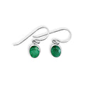 Sterling Silver Oval Emerald Drop Earrings
