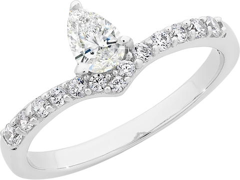 Sterling Silver Cubic Zirconia Ring on V Band - alternate view