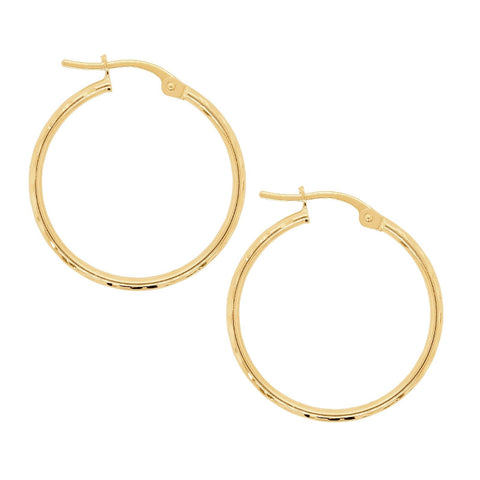 9ct Yellow Gold Diamond Cut Hoops - alternate view