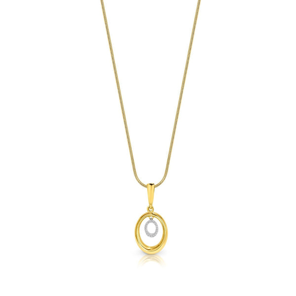 9ct Yellow And White Gold Double Oval Diamond Set Pendant - alternate view
