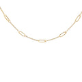 9ct Yellow Gold Alternating Cable Chain And Paperclip Link Necklace