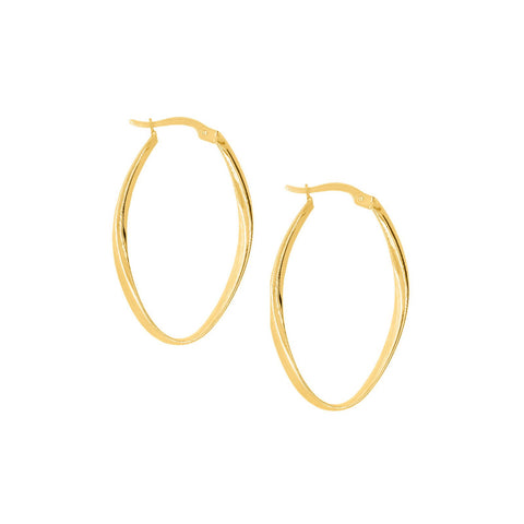 9ct Yellow Gold Thin Oval Hoops - alternate view