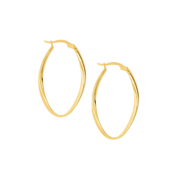 9ct Yellow Gold Thin Oval Hoops - alternate view