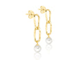 9ct Yellow Gold Double Twisted Paperclip Pearl Drop Earring