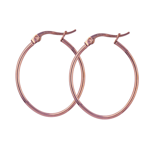 Stainless Steel Rose Gold Plated Oval Hoops - alternate view