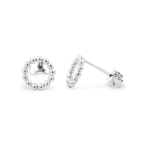 9ct White Gold Open Beaded Stud Earrings - alternate view