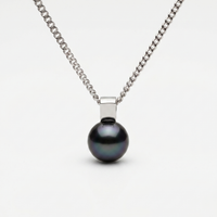 9ct White Gold Black Tahitian Pearl Pendant