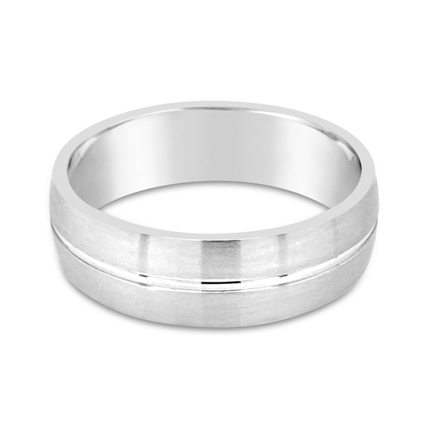 Men's Titanium Satin & Polished Strip Wedding Ring - alternate view