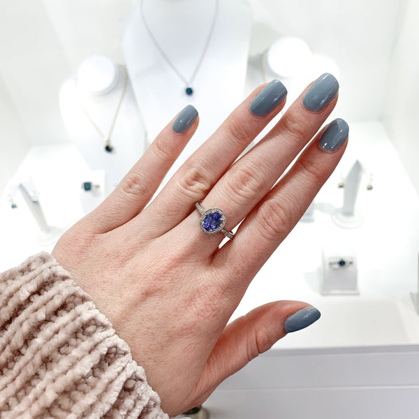 9ct White Gold Tanzanite And Diamond Ring - alternate view