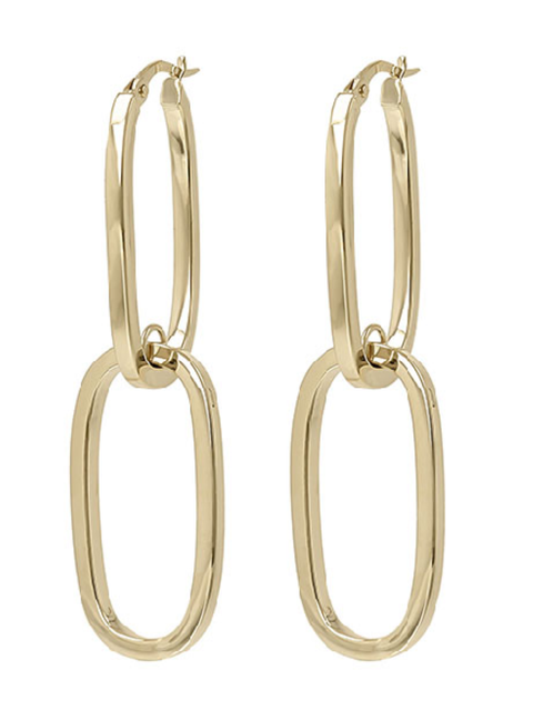 9ct Yellow Gold Double Loop Drop Earrings - alternate view
