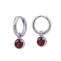 Sterling Silver Huggies With January Birthstone Drop