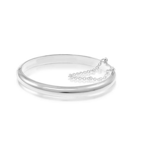 Sterling Silver Hinged Baby Bangle With Safety Chain - alternate view