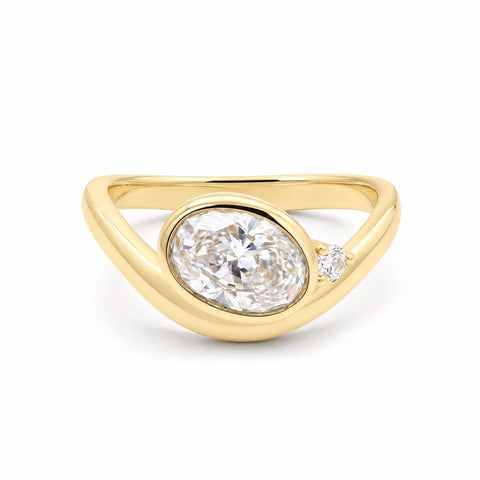 9ct Yellow Gold Oval Lab Grown Diamond Engagement Ring