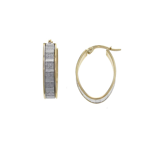 9ct Yellow Gold Oval And Crystal Hoop Earrings - alternate view