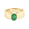 9ct Yellow Gold Oval Emerald Ring With Textured Band