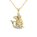 9ct Yellow Gold Diamond Set Aquarius Zodiac Pendant