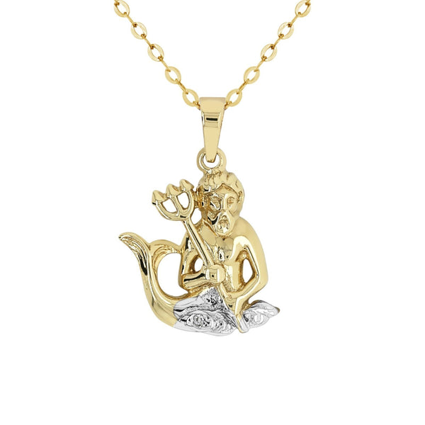 9ct Yellow Gold Diamond Set Aquarius Zodiac Pendant - alternate view